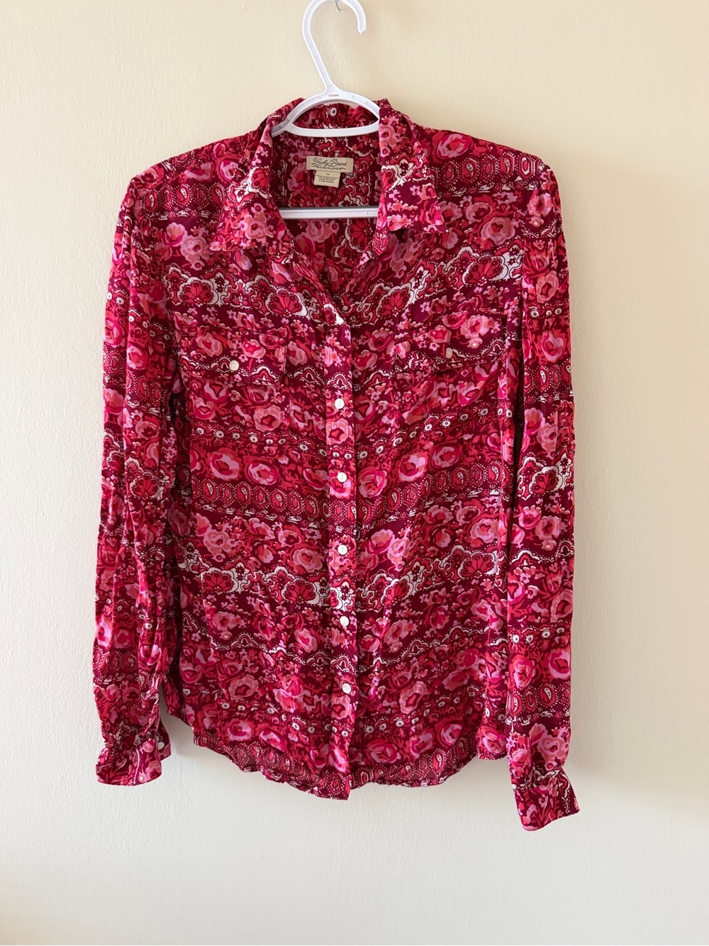 Lucky Brand Pink/Ree Floral Button-Down Shirt Medium